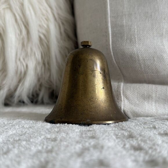 Vintage Small Solid Brass Ship Bell Nautical Hanging Door - Picture 1 of 8